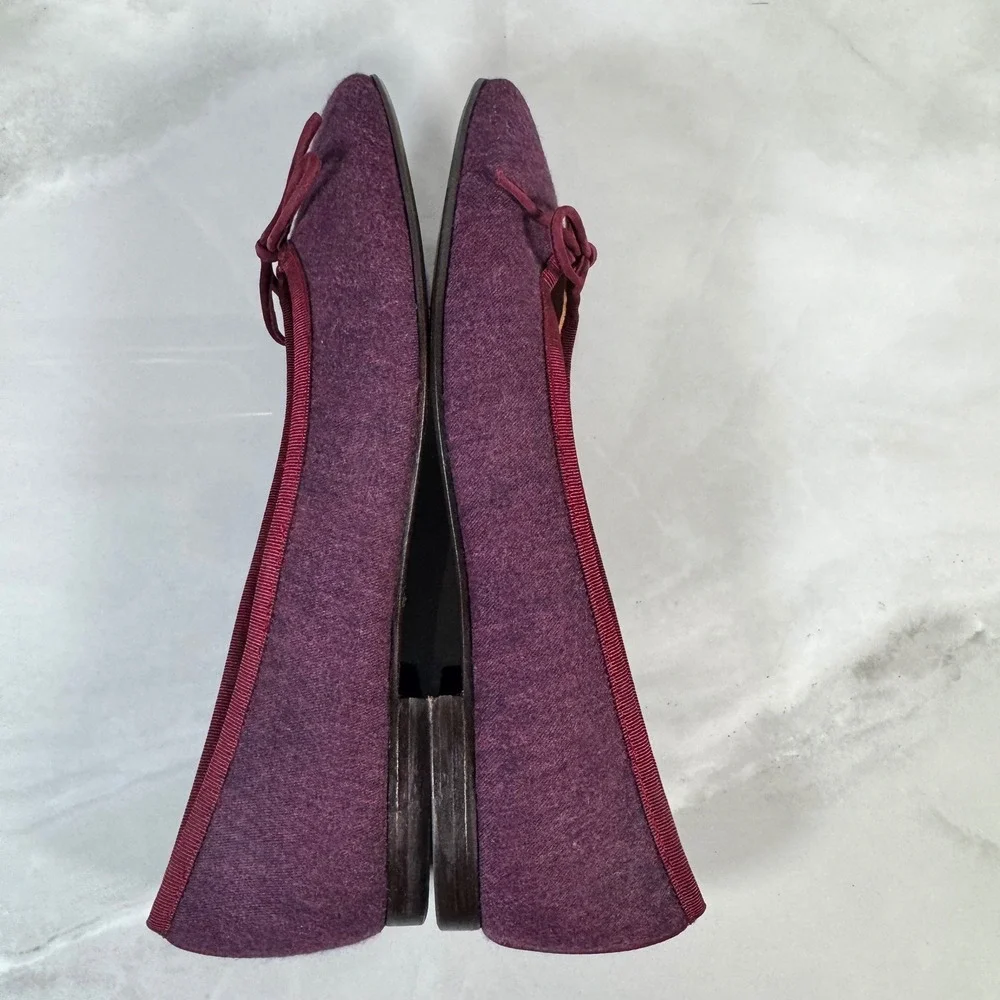 Margaux The Pointe Ballet Flat Purple Fabric Leather Sole Handmade‎ Quiet Luxury